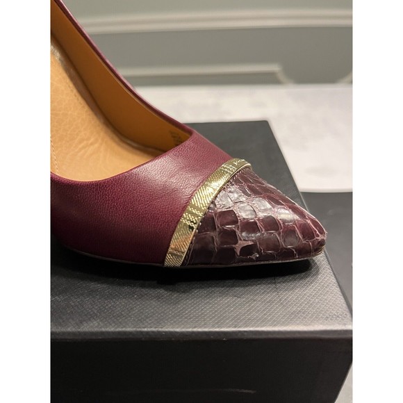 Coach Nacie Snakeskin Toecap Gold Logo Across Foot Top 4” Heel Shoes Sz 5B -IOB - Picture 15 of 16